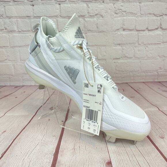 Adidas Icon 7 Boost White Silver Baseball Metal Cleats Mens Size 8 (S23847) main image 6